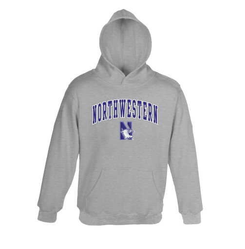 Northwestern University Wildcats Youth Light Grey Hooded Sweatshirt ...