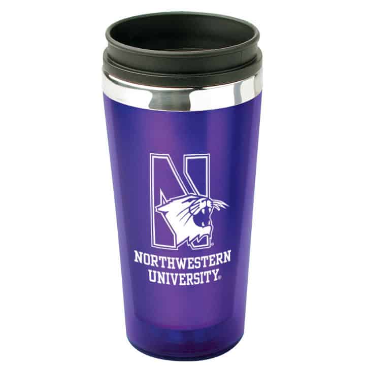 Purple 16-ounce Squat Travel Mug Tumbler Kansas State University 