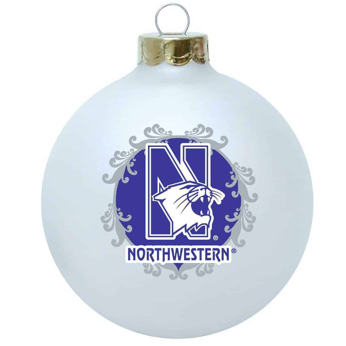Northwestern University Wildcats White Christmas Ornament With NCat