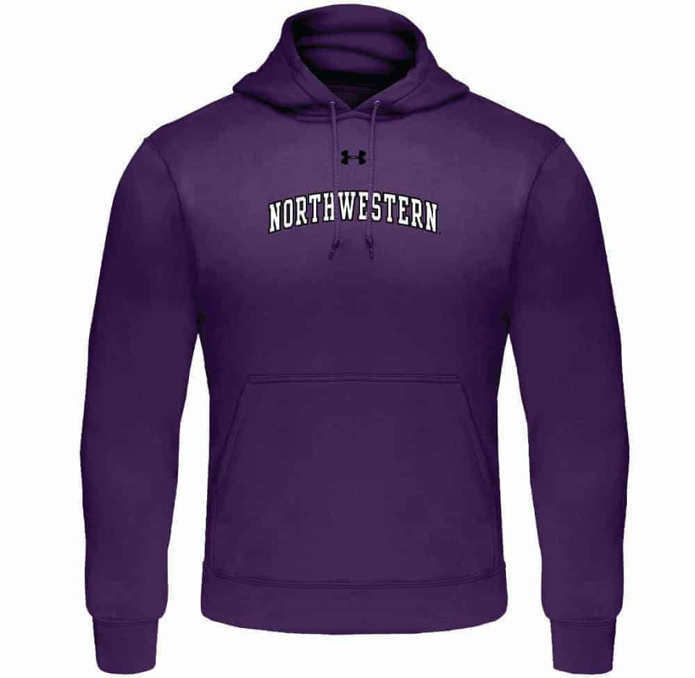 Northwestern University Wildcats Under Armour Purple Fleece Hood with  Printed Arched Northwestern Design