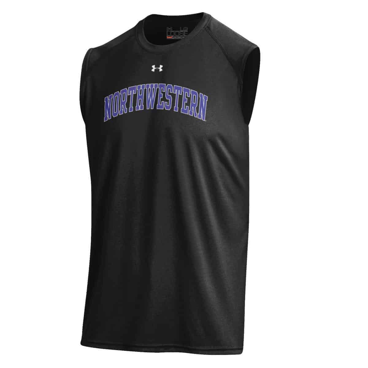 Northwestern Wildcats Men’s UA Tech™ Black Sleeveless T-Shirt with ...