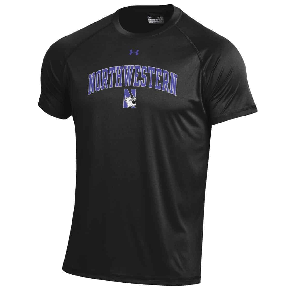 Northwestern University Wildcats Men's Under Armour Tactical Tech™ Black  Short Sleeve T-Shirt with Northwestern