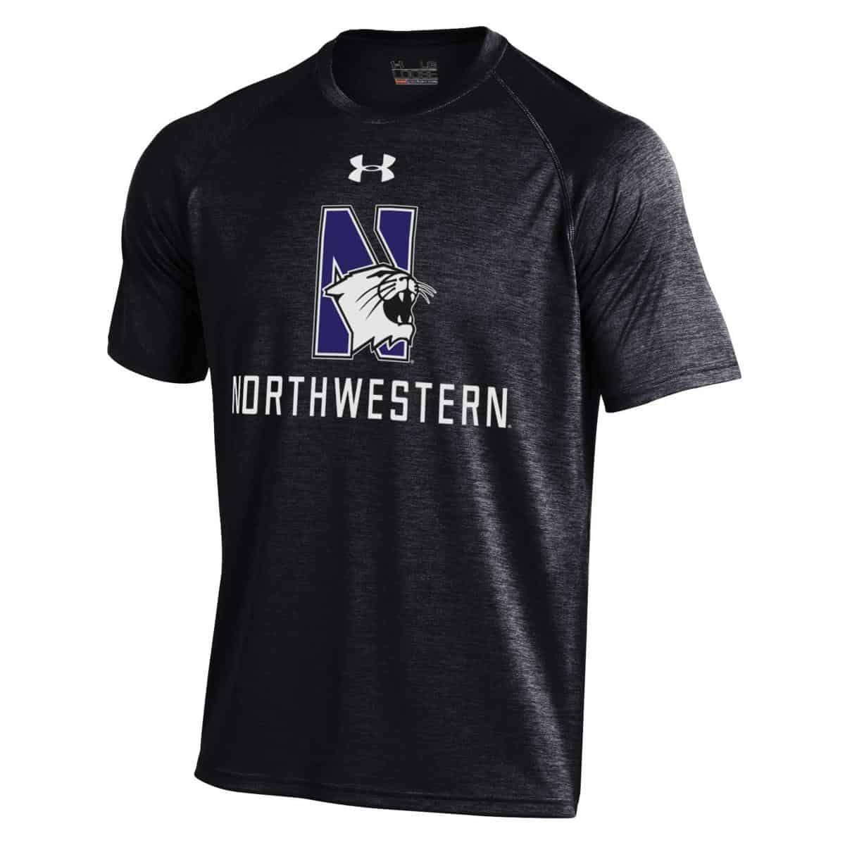 Northwestern Wildcats Men’s Under Armour Black Short Sleeve Microthread Tee