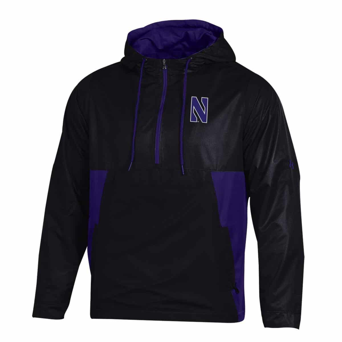 Northwestern Wildcats Men’s Under Armour Black Pullover Anorak Jacket