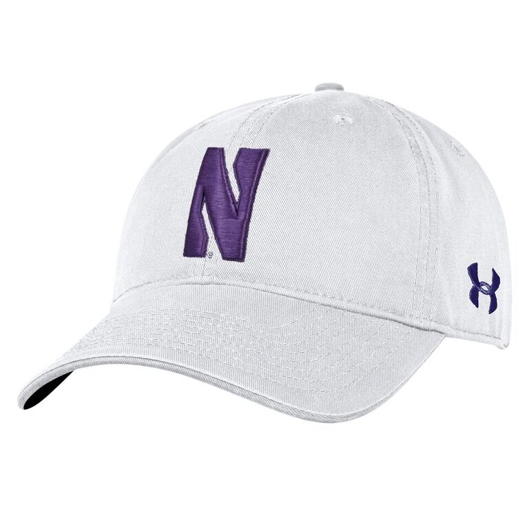 Northwestern Wildcats Under Armour Adjustable White Hat with Stylized Northwestern N Design