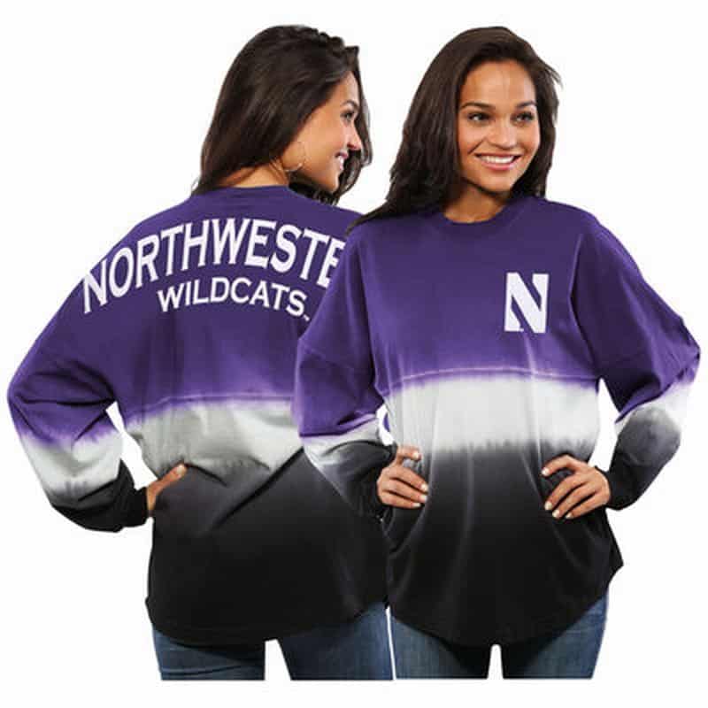 Northwestern University Wildcats Tie Dye Spirit Jersey with Stylized N  Design