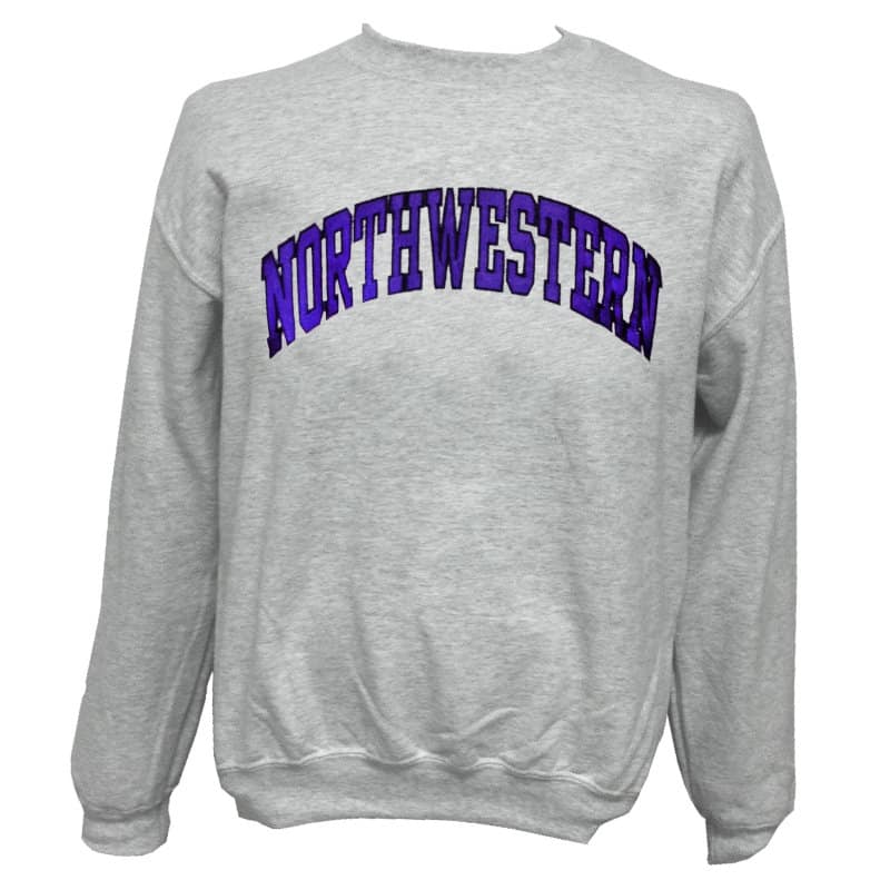 Northwestern Wildcats Light Grey Crewneck Sweatshirt with Full Chest ...