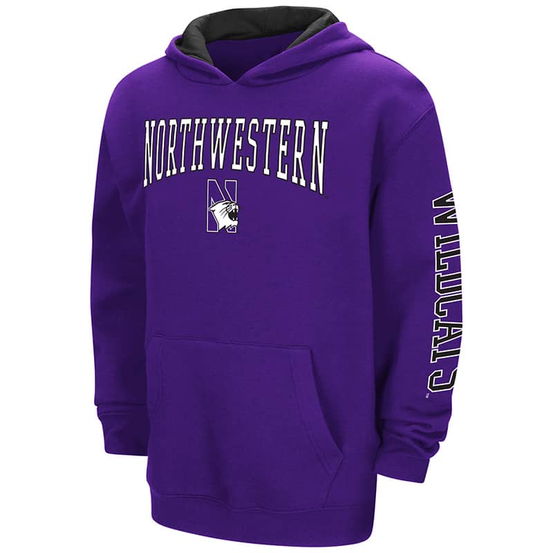 Northwestern University Wildcats Colosseum Purple/ Black Youth Zone  Pullover Hoodie with N-Cat Design
