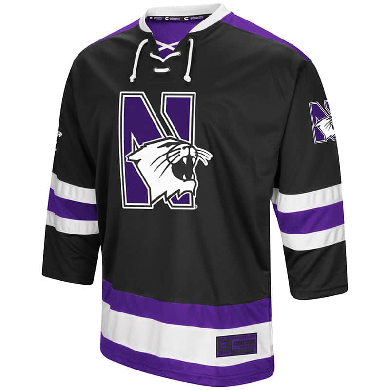 black and purple hockey jersey