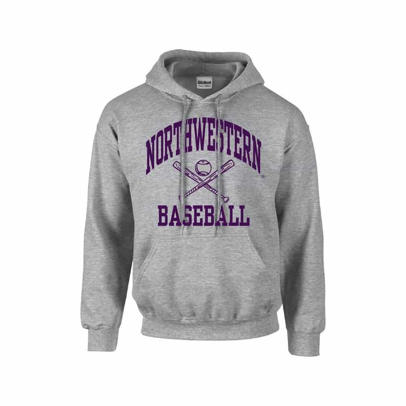 Northwestern University Wildcats Sport Grey Hooded Sweatshirt with Baseball  Design