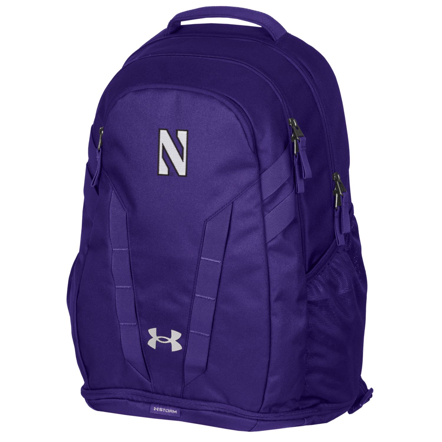 Northwestern University Wildcats Under Armour Purple Hustle 5.0 Backpack  with Stylized N in White with Black Outline