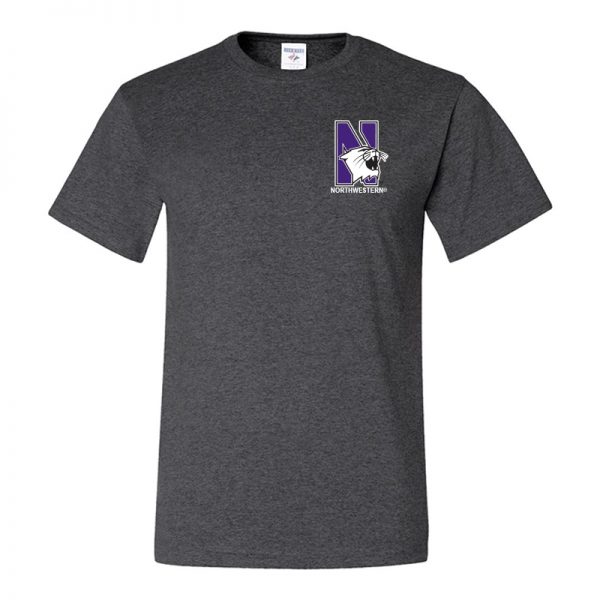 Northwestern University Wildcats Men's Black Heather Short Sleeve Tee ...