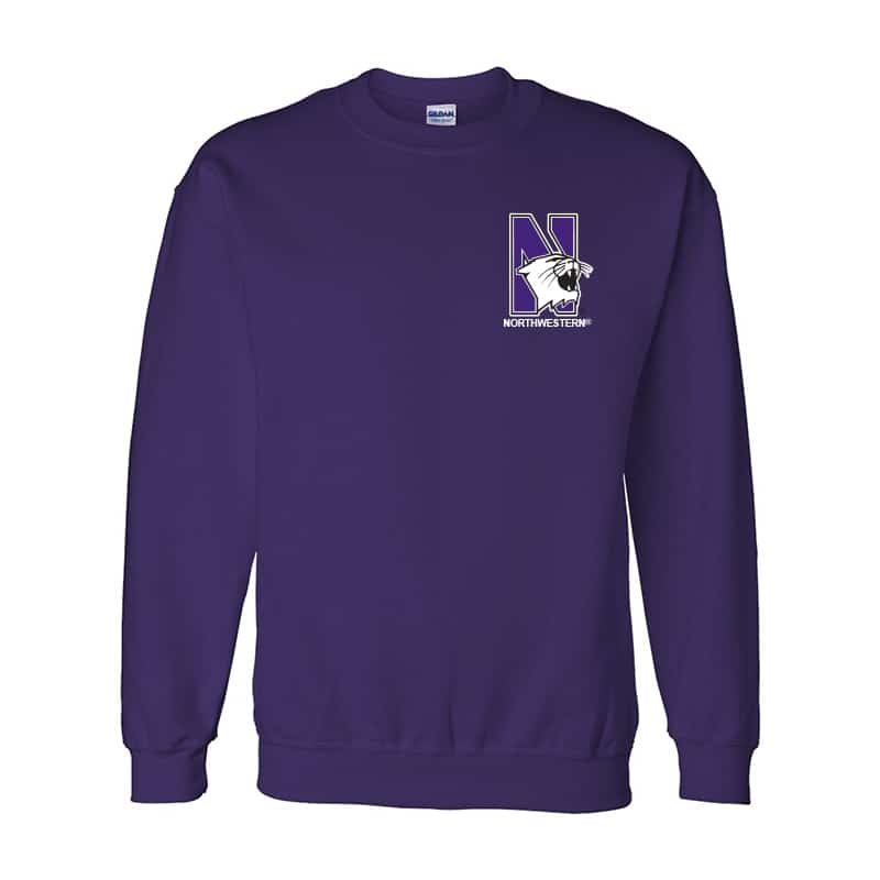 Northwestern University Wildcats Men's Purple Crewneck Sweatshirt with ...